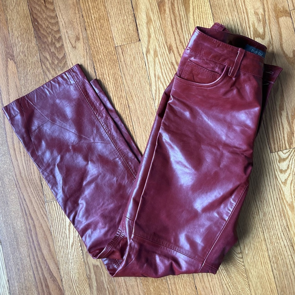 VINTAGE Y2K GAP bootcut Genuine Leather Pants Women's Burgundy Jeans